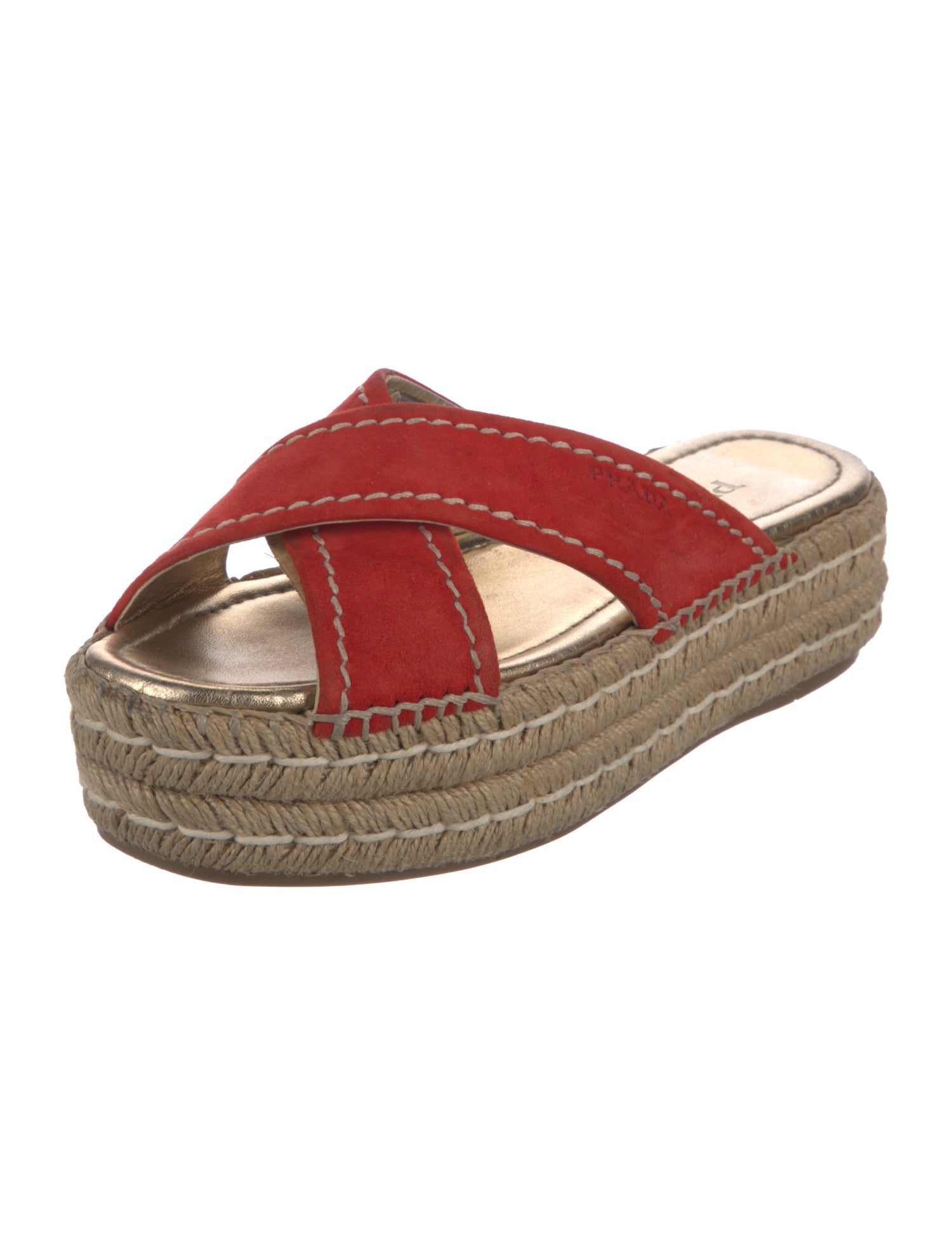 Prada Suede Whipstitch Trim Espadrilles